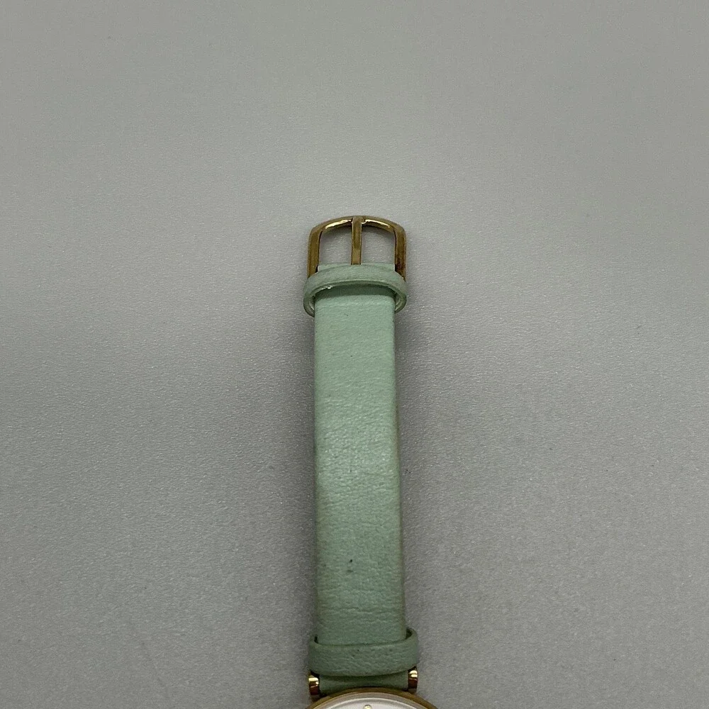 Olivia Burton Womens Watch 29mm Bee Logo Mint Green Leather Gold Tone New Batt